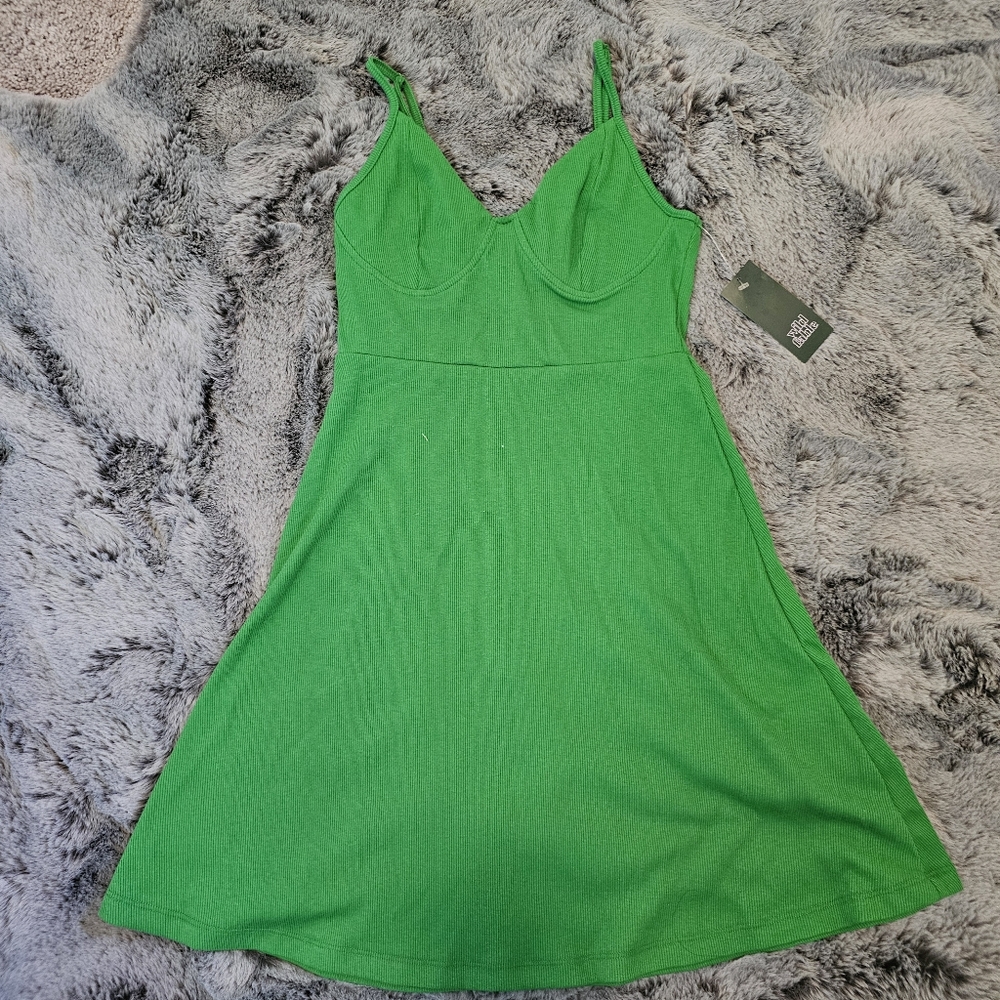 Wild fable green skater mini dress small